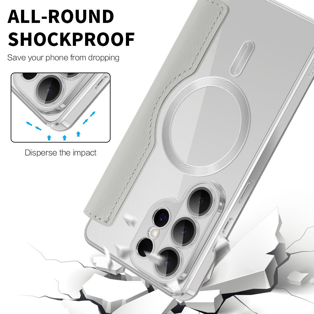 Pouzdro MagSafe pro Samsung Galaxy S26 Ultra, Techsuit, SmartMag Book, Šedé