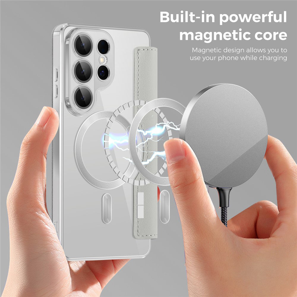 Pouzdro MagSafe pro Samsung Galaxy S26 Ultra, Techsuit, SmartMag Book, Šedé