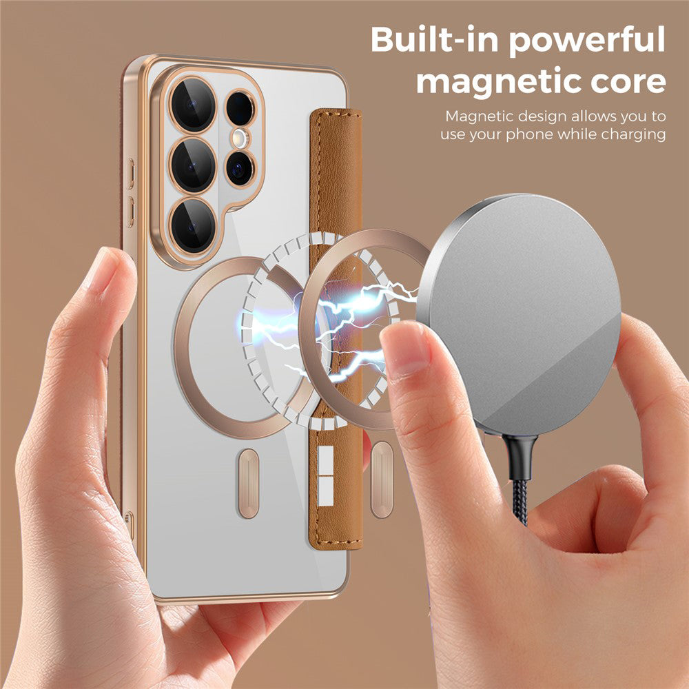 Pouzdro MagSafe pro Samsung Galaxy S26 Ultra, Techsuit, SmartMag Book, Hnědá