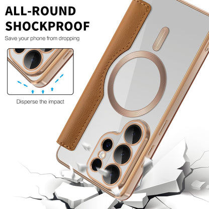 Pouzdro MagSafe pro Samsung Galaxy S26 Ultra, Techsuit, SmartMag Book, Hnědá