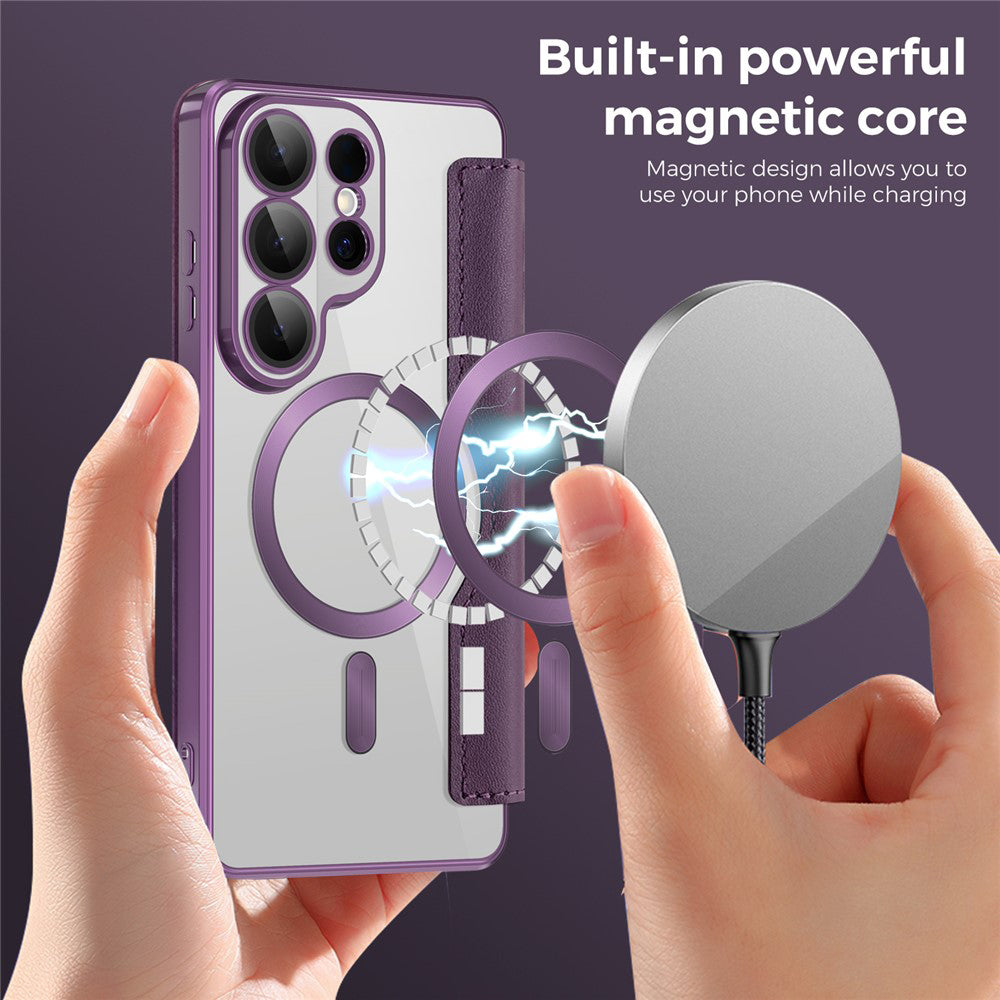 Pouzdro MagSafe pro Samsung Galaxy S26 Ultra, Techsuit, SmartMag Book, Fialové