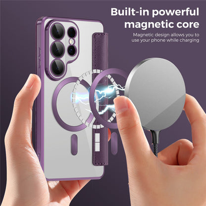 Pouzdro MagSafe pro Samsung Galaxy S26 Ultra, Techsuit, SmartMag Book, Fialové