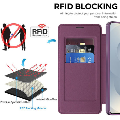 Pouzdro MagSafe pro Samsung Galaxy S26 Ultra, Techsuit, SmartMag Book, Fialové