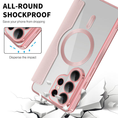 Pouzdro MagSafe pro Samsung Galaxy S26 Ultra, Techsuit, SmartMag Book, Růžové