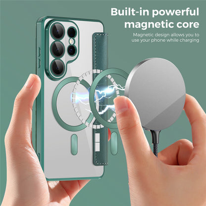 Pouzdro MagSafe pro Samsung Galaxy S26 Ultra, Techsuit, SmartMag Book, Zelená