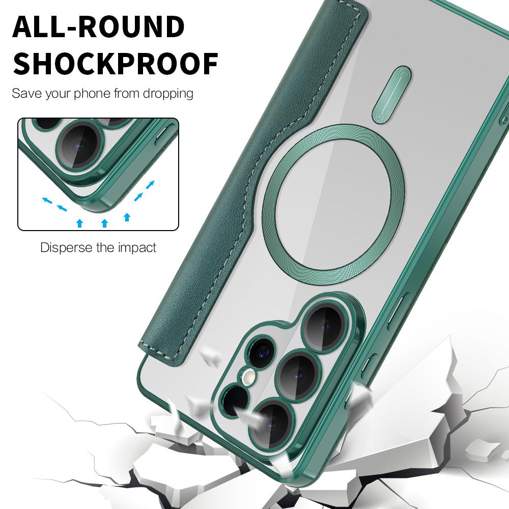 Pouzdro MagSafe pro Samsung Galaxy S26 Ultra, Techsuit, SmartMag Book, Zelená