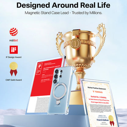 Pouzdro MagSafe pro Samsung Galaxy S26 Ultra, Torras, Ostand Slim, Průhledné