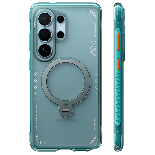 Pouzdro MagSafe pro Samsung Galaxy S26 Ultra, Torras, Ostand Spin Air, Zelené
