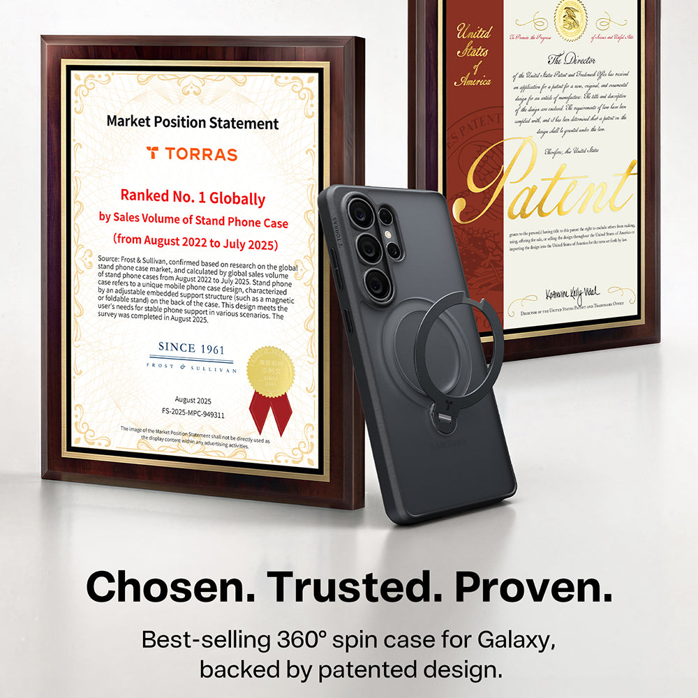 Pouzdro MagSafe pro Samsung Galaxy S26 Ultra, Torras, Ostand Spin, Černá