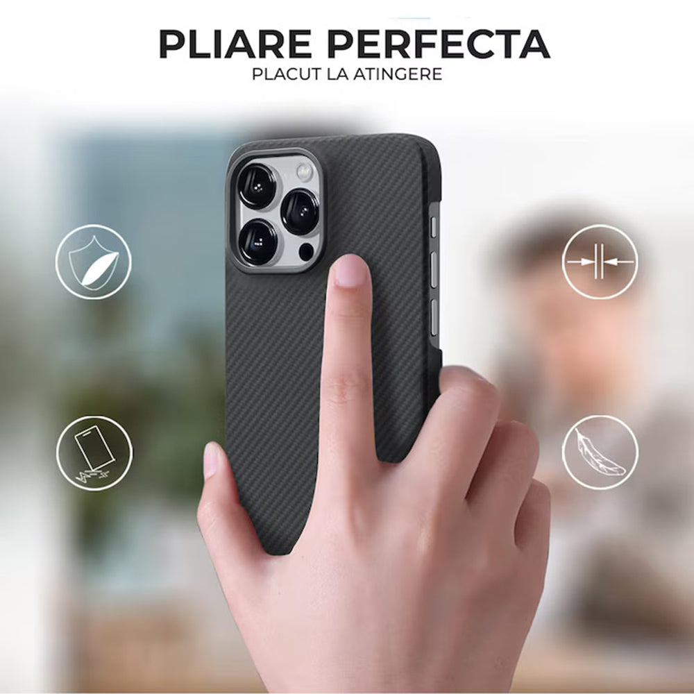 Pouzdro MagSafe pro Apple iPhone 17 Pro, Techsuit Aramid Fiber, Černá