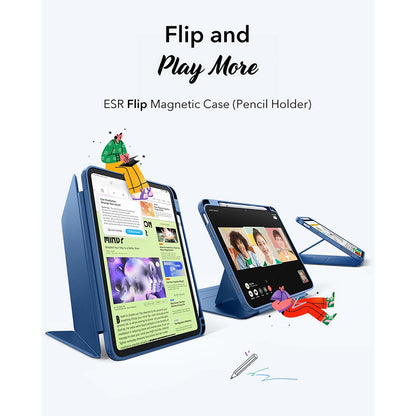 Pouzdro pro Apple iPad (2025) / (2022), ESR, Flip Hybrid, Modrá