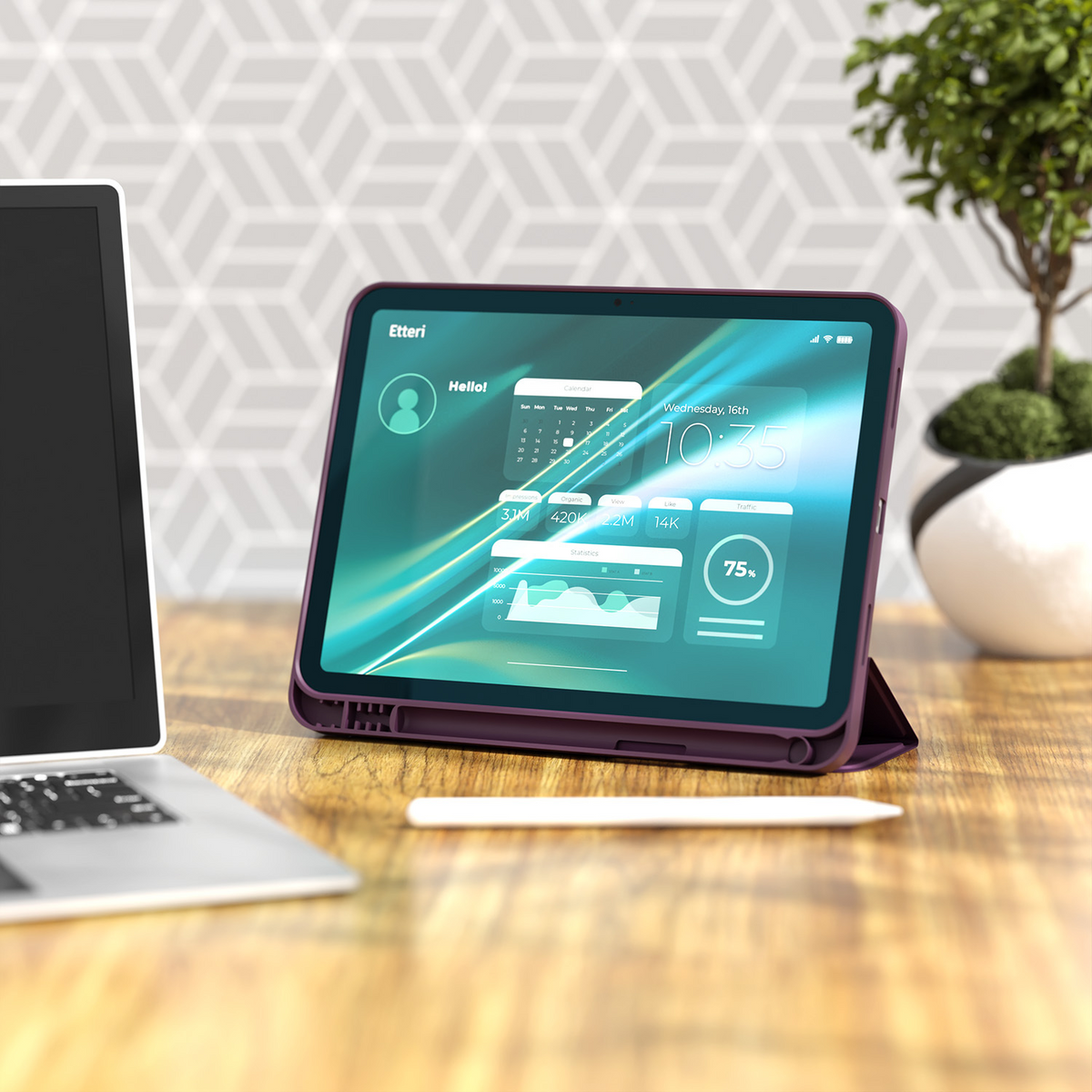 Pouzdro Etteri pro Apple iPad (2026) / (2025) / (2022), vínové
