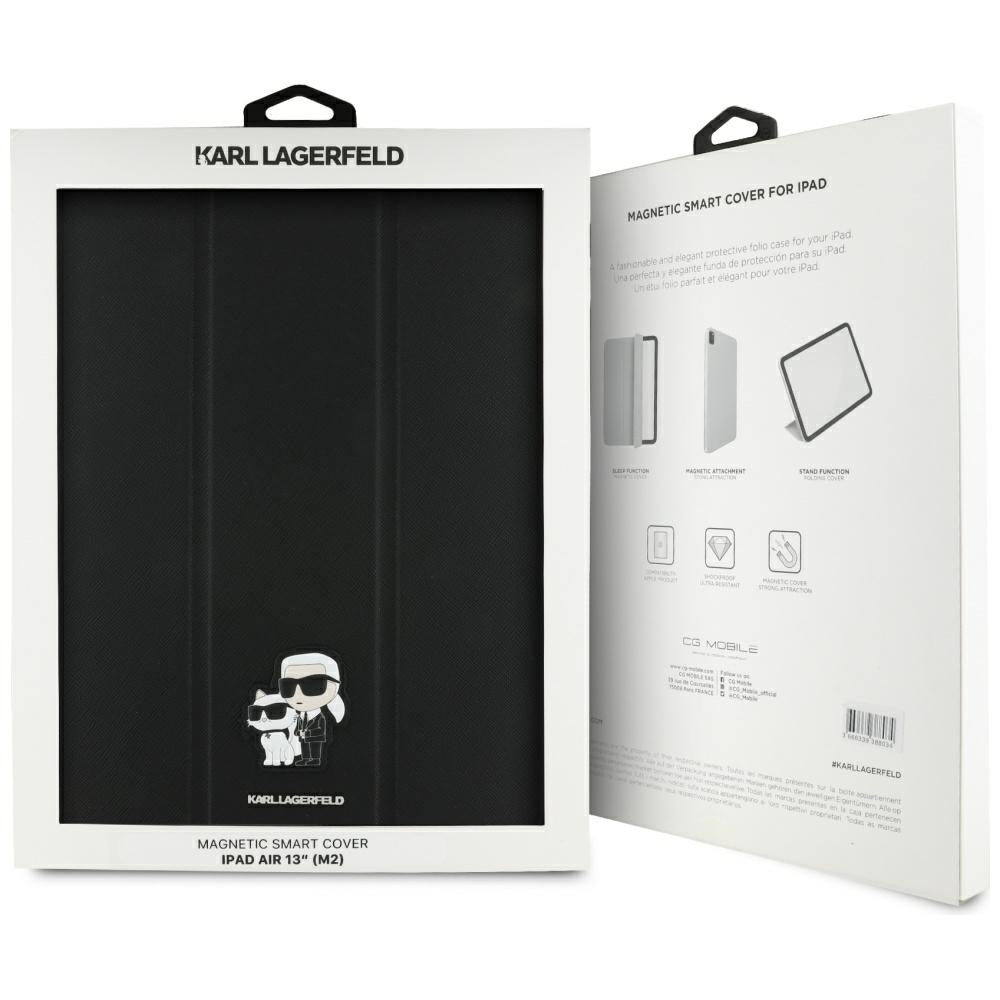 Pouzdro pro Apple iPad Air 13 (2026) / Air 13 (2025) / Air 13 (2024), Karl Lagerfeld, Saffiano Karl & Choupette, Černé
