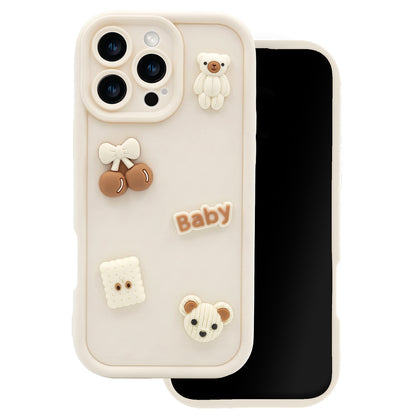 Pouzdro pro Apple iPhone 13, OEM, Ultra Trendy 3D Bear, Béžové