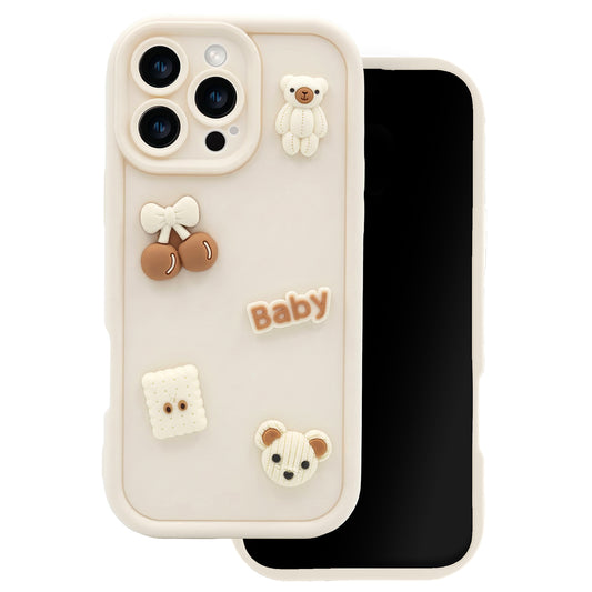 Pouzdro pro Apple iPhone 14, OEM, Ultra Trendy 3D Bear, Béžové