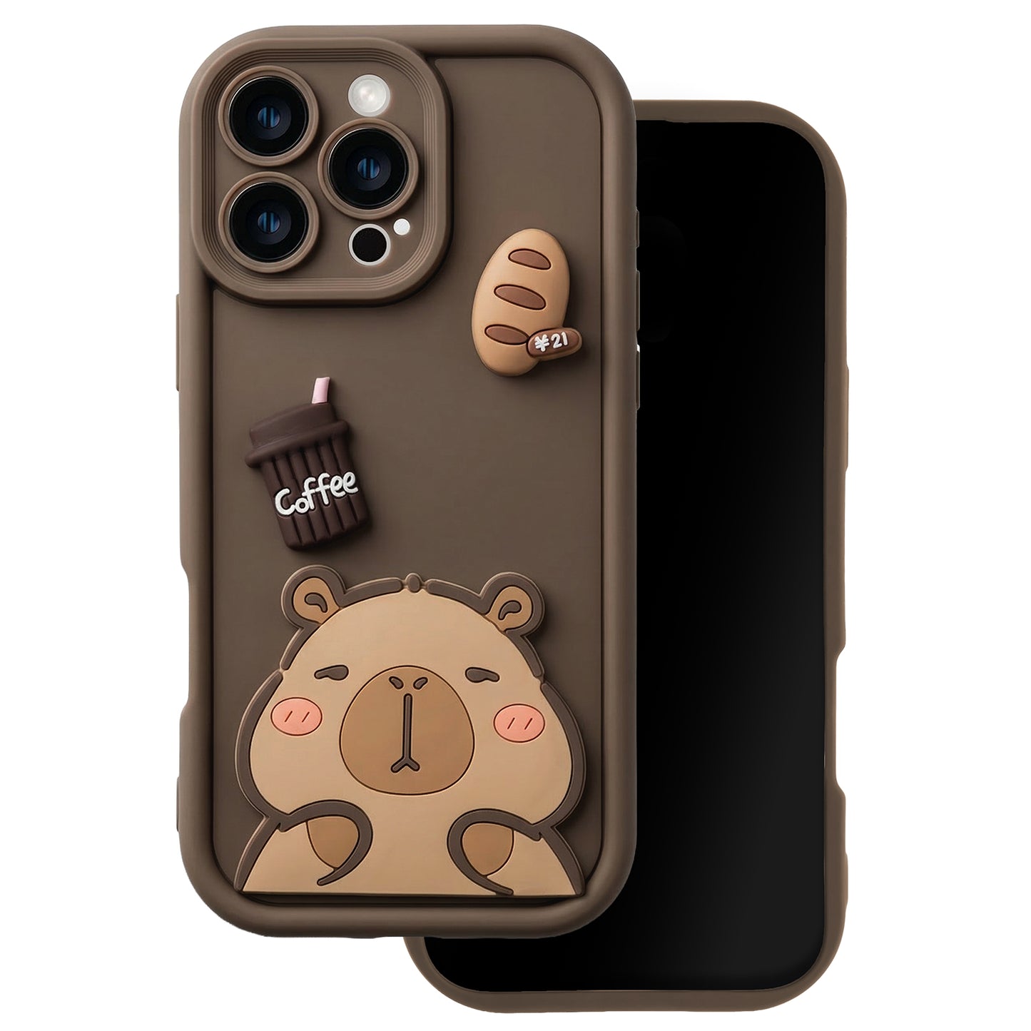 Pouzdro pro Apple iPhone 16 Pro Max, OEM, Ultra Trendy 3D Capybara, Hnědé