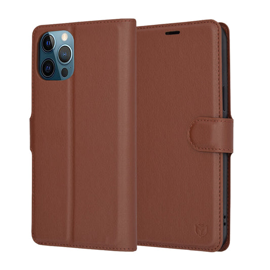Pouzdro pro Apple iPhone 12 Pro Max, Techsuit, kožené folio, hnědé