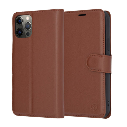 Pouzdro pro Apple iPhone 12 Pro, Techsuit, kožené folio, hnědé