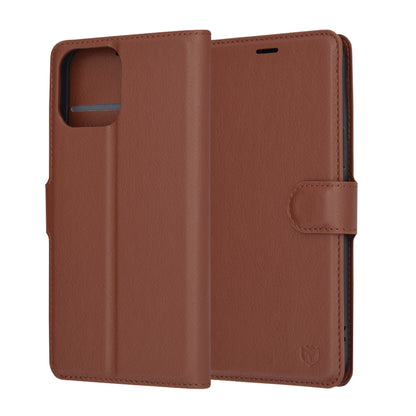 Pouzdro pro Apple iPhone 13 Pro Max, Techsuit, kožené folio, hnědé