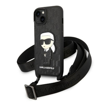 Pouzdro pro Apple iPhone 14, Karl Lagerfeld, Monogram Ikonik Karl, Černá