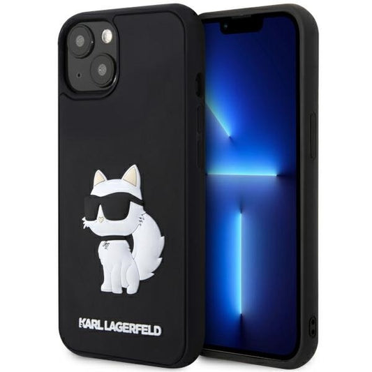 Pouzdro pro Apple iPhone 14 Plus, Karl Lagerfeld, 3D Rubber Choupette, Černá