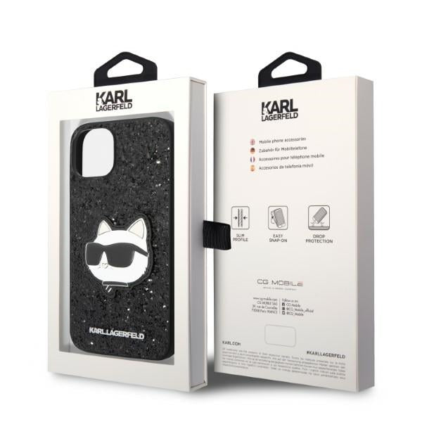 Case for Apple iPhone 14 Plus, Karl Lagerfeld, Glitter Choupette Patch, Black