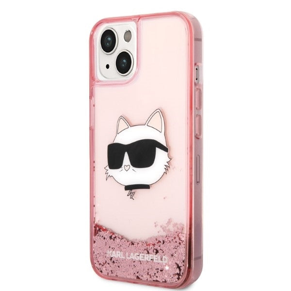 Pouzdro pro Apple iPhone 14 Plus, Karl Lagerfeld, Glitter Choupette's Head, Růžové