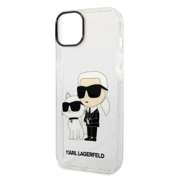 Pouzdro pro Apple iPhone 14 Plus, Karl Lagerfeld, Glitter Karl & Choupette, Průhledné