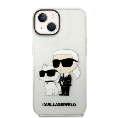 Pouzdro pro Apple iPhone 14 Plus, Karl Lagerfeld, Glitter Karl & Choupette, Průhledné