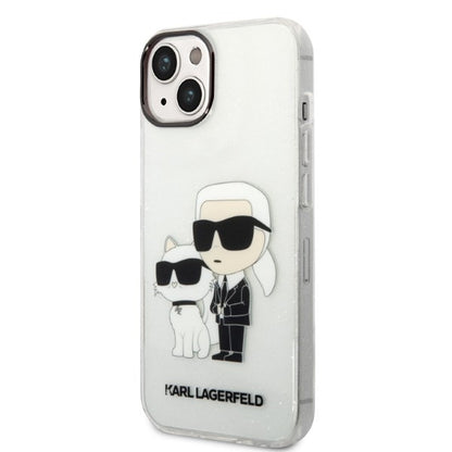 Pouzdro pro Apple iPhone 14 Plus, Karl Lagerfeld, Glitter Karl & Choupette, Průhledné