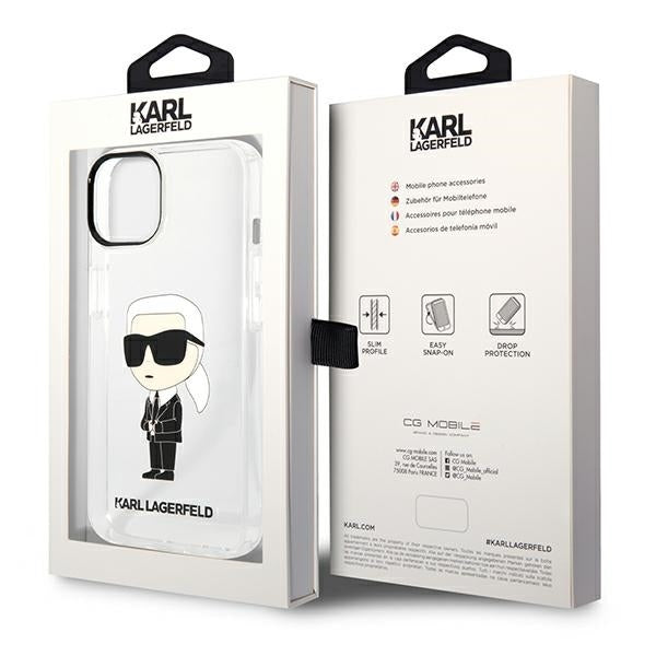 Pouzdro pro Apple iPhone 14 Plus, Karl Lagerfeld, Ikonik Karl, Průhledné