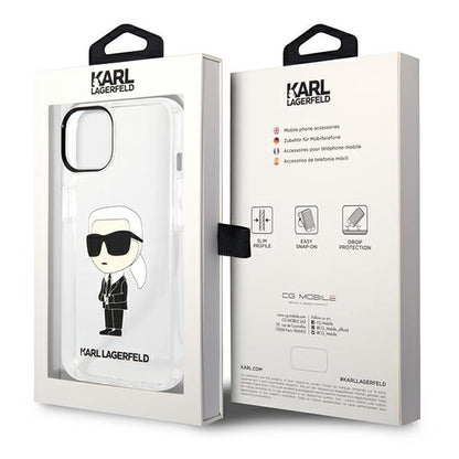 Pouzdro pro Apple iPhone 14 Plus, Karl Lagerfeld, Ikonik Karl, Průhledné