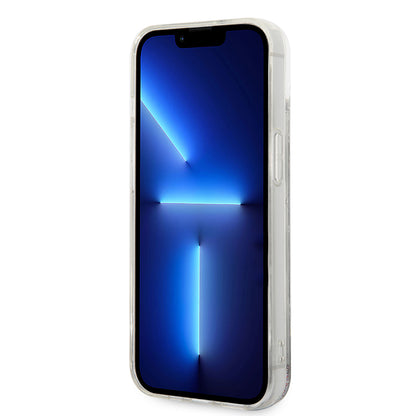 Pouzdro pro Apple iPhone 14 Plus, Karl Lagerfeld, Liquid Glitter Monogram, Stříbrné.