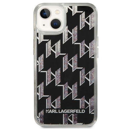 Pouzdro pro Apple iPhone 14 Plus, Karl Lagerfeld, Liquid Glitter Monogram, Černá