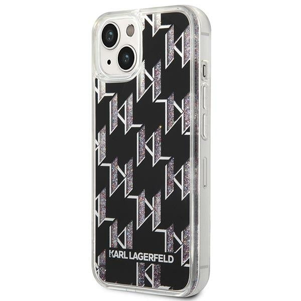 Pouzdro pro Apple iPhone 14 Plus, Karl Lagerfeld, Liquid Glitter Monogram, Černá