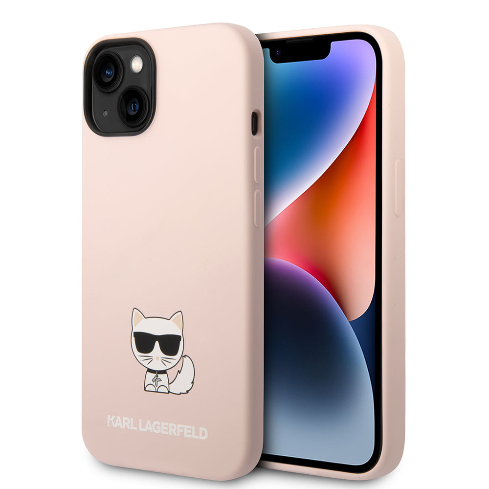 Pouzdro pro Apple iPhone 14 Plus, Karl Lagerfeld, Silicone Body Choupette, Růžové
