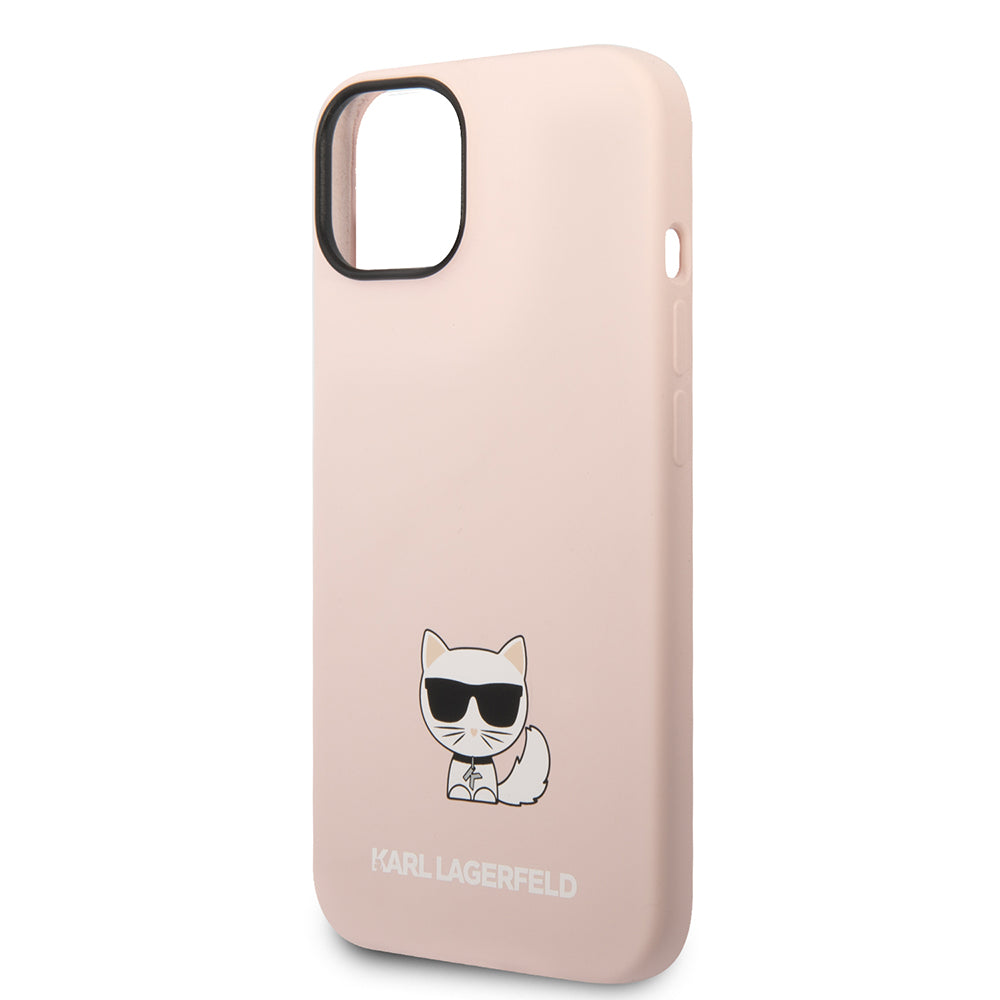Pouzdro pro Apple iPhone 14 Plus, Karl Lagerfeld, Silicone Body Choupette, Růžové