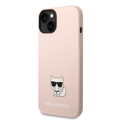 Pouzdro pro Apple iPhone 14 Plus, Karl Lagerfeld, Silicone Body Choupette, Růžové