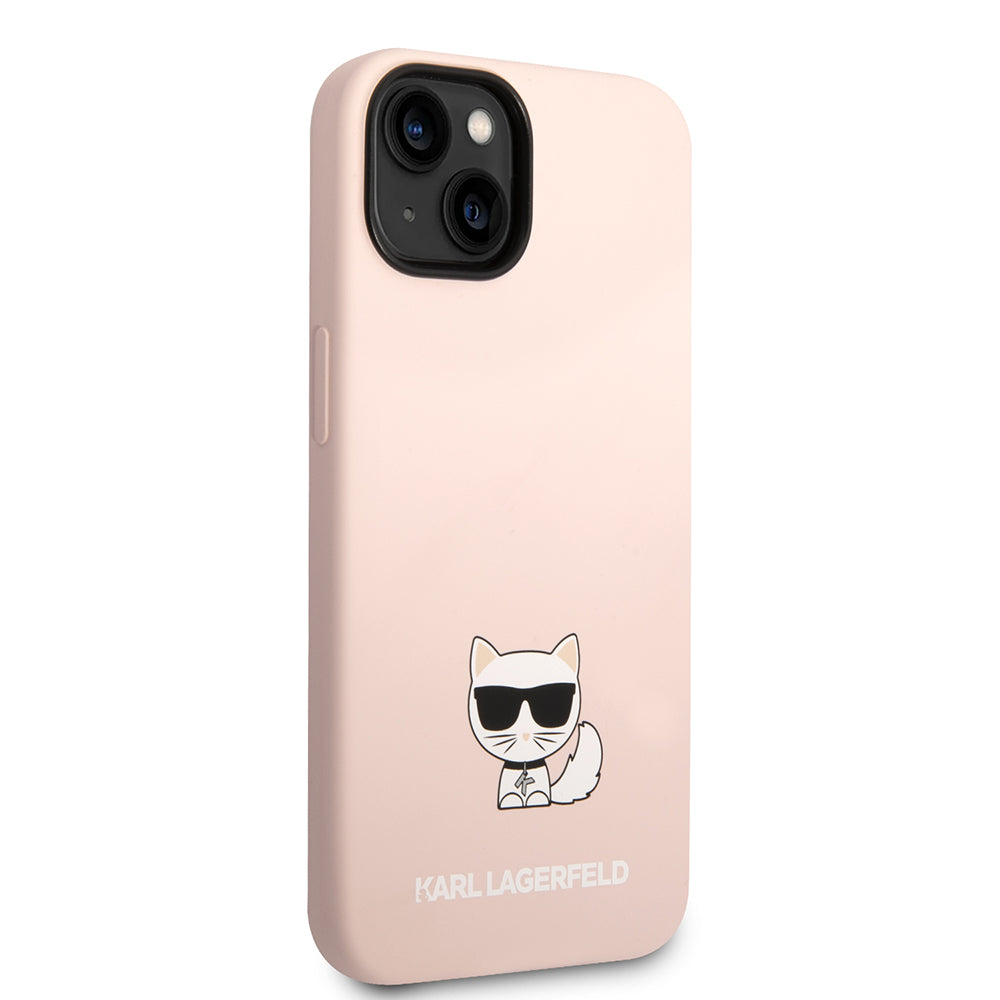 Pouzdro pro Apple iPhone 14 Plus, Karl Lagerfeld, Silicone Body Choupette, Růžové