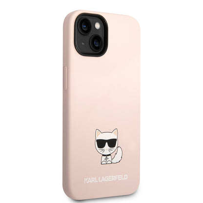 Pouzdro pro Apple iPhone 14 Plus, Karl Lagerfeld, Silicone Body Choupette, Růžové