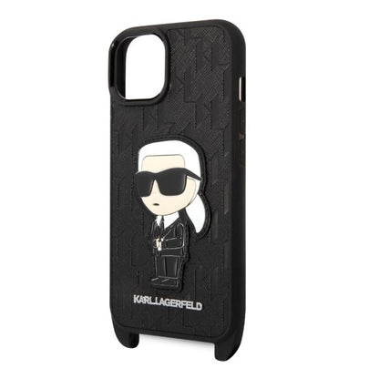 Pouzdro pro Apple iPhone 14 Plus, Karl Lagerfeld, Monogram Ikonik Karl, Bílá