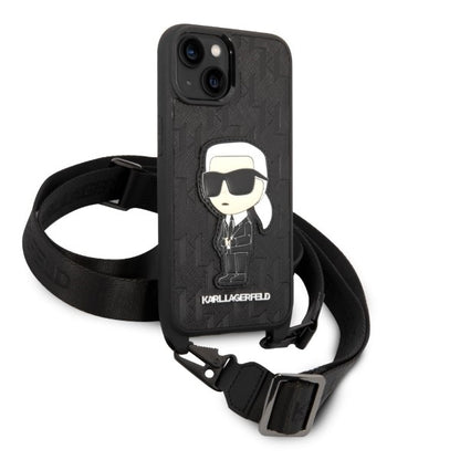 Pouzdro pro Apple iPhone 14 Plus, Karl Lagerfeld, Monogram Ikonik Karl, Bílá