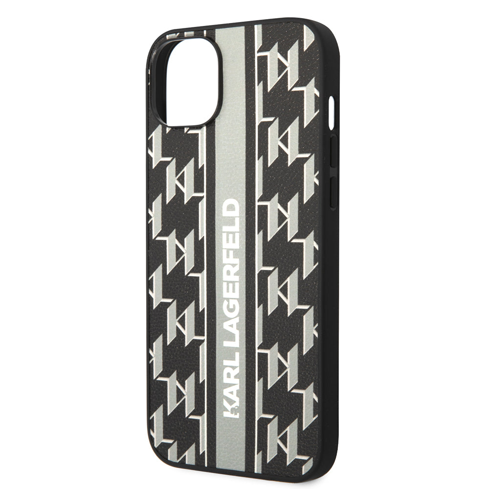 Pouzdro pro Apple iPhone 14 Plus, Karl Lagerfeld, Monogram Stripe, Šedé