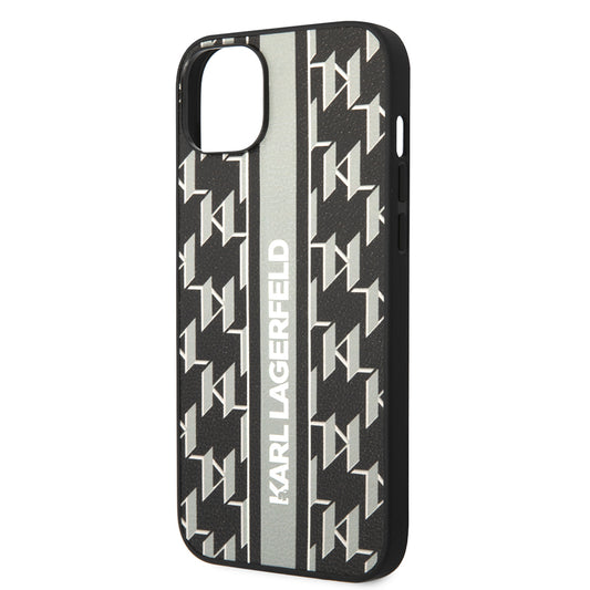Pouzdro pro Apple iPhone 14 Plus, Karl Lagerfeld, Monogram Stripe, Šedé