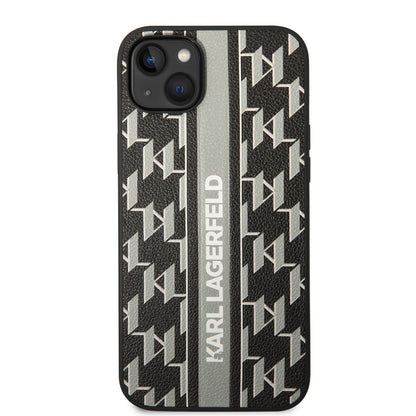 Pouzdro pro Apple iPhone 14 Plus, Karl Lagerfeld, Monogram Stripe, Šedé