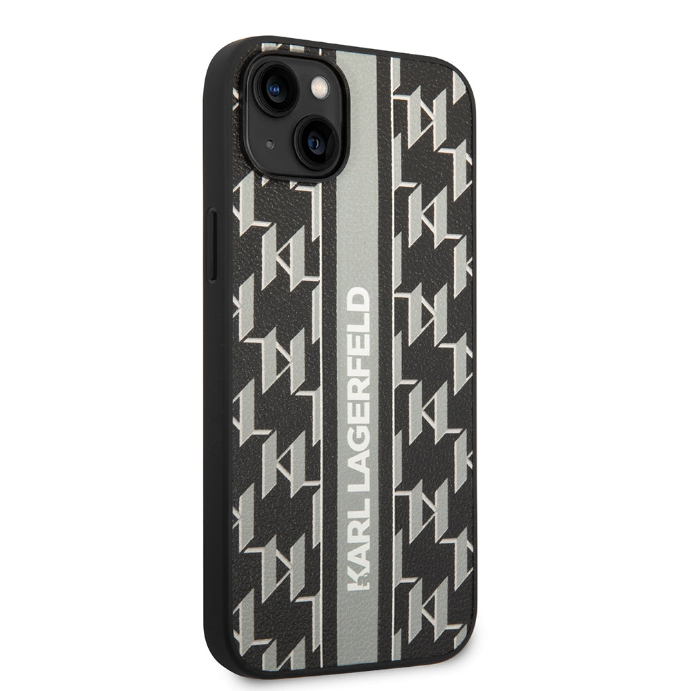 Pouzdro pro Apple iPhone 14 Plus, Karl Lagerfeld, Monogram Stripe, Šedé