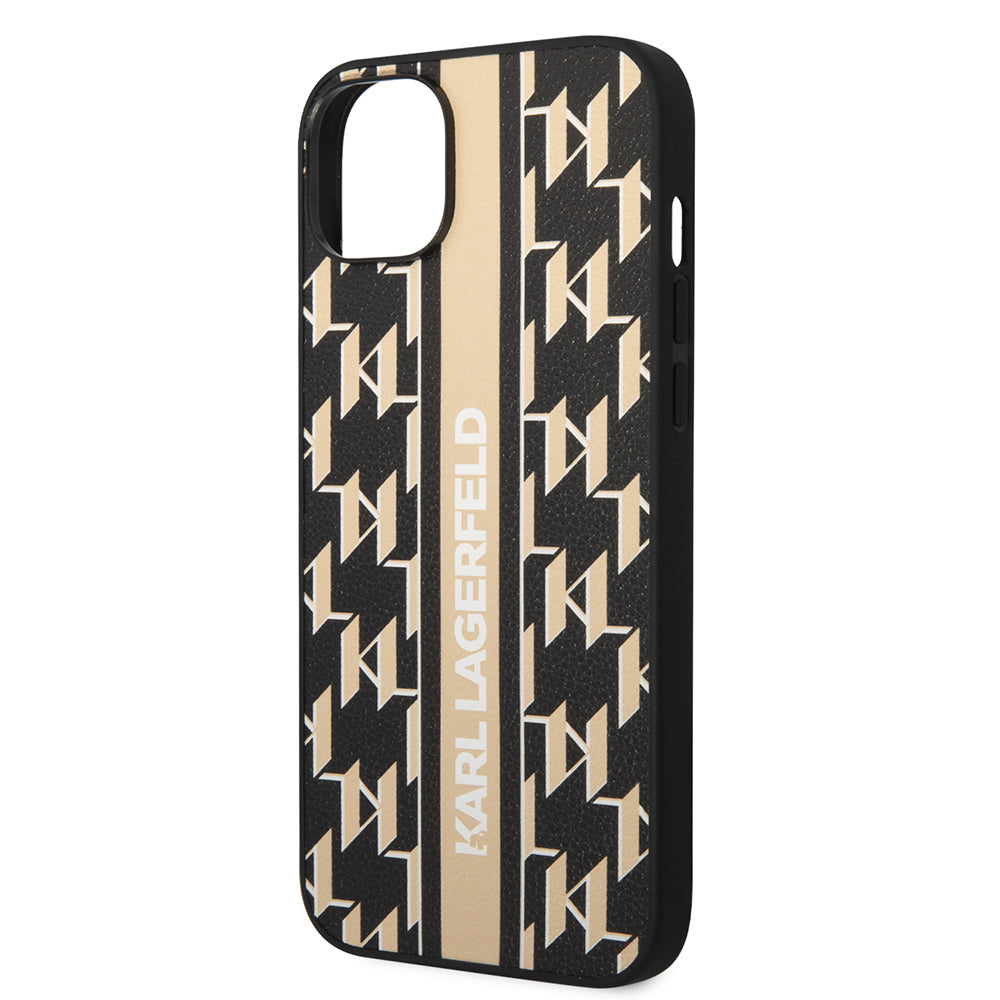Pouzdro pro Apple iPhone 14 Plus, Karl Lagerfeld, Monogram Stripe, Hnědá