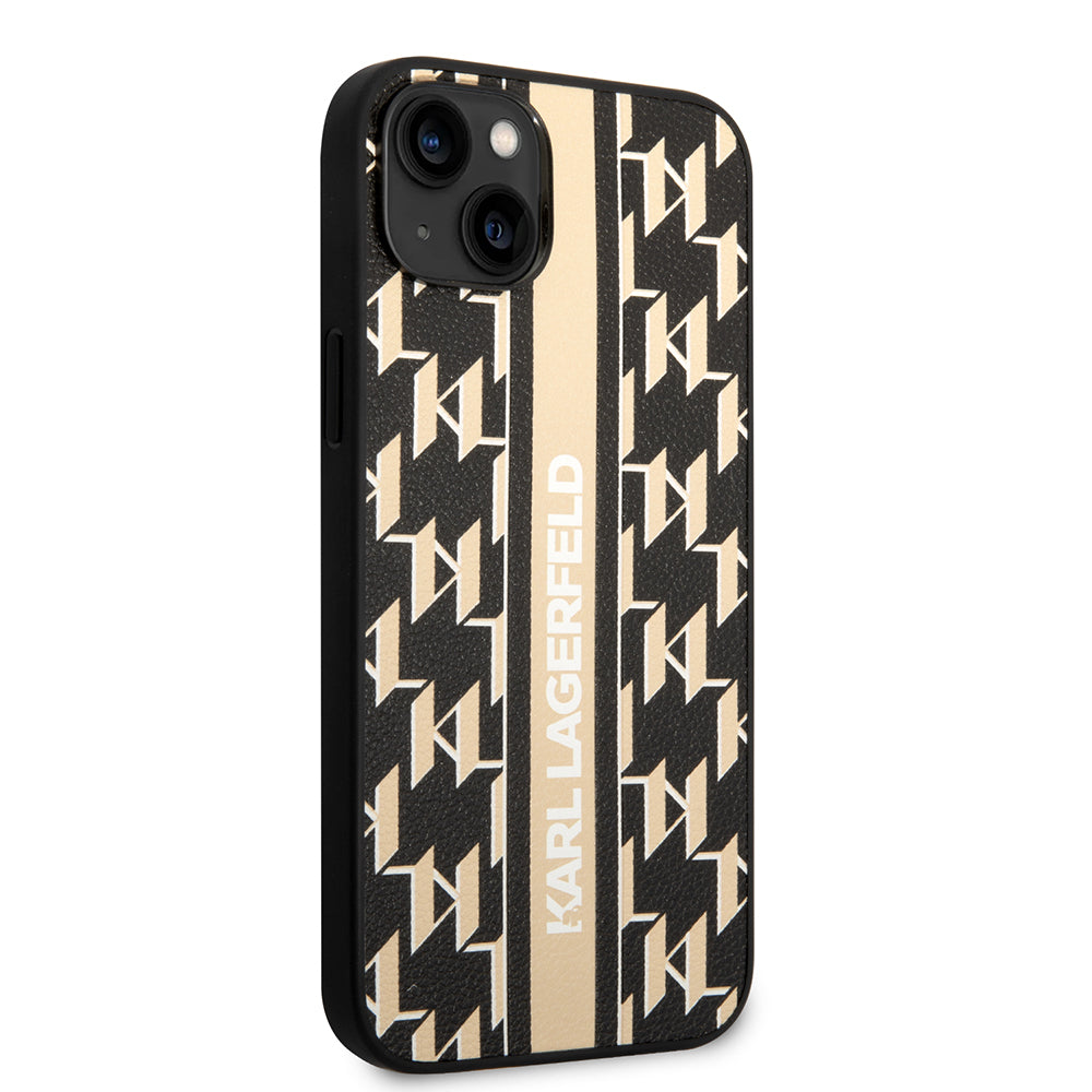 Pouzdro pro Apple iPhone 14 Plus, Karl Lagerfeld, Monogram Stripe, Hnědá