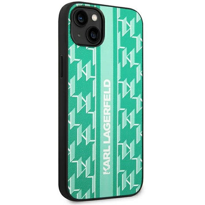 Pouzdro pro Apple iPhone 14 Plus, Karl Lagerfeld, Monogram Stripe, Zelená
