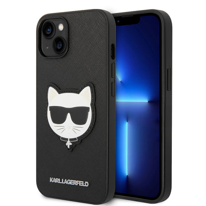 Pouzdro pro Apple iPhone 14 Plus, Karl Lagerfeld, Saffiano Choupette's Head, Černá
